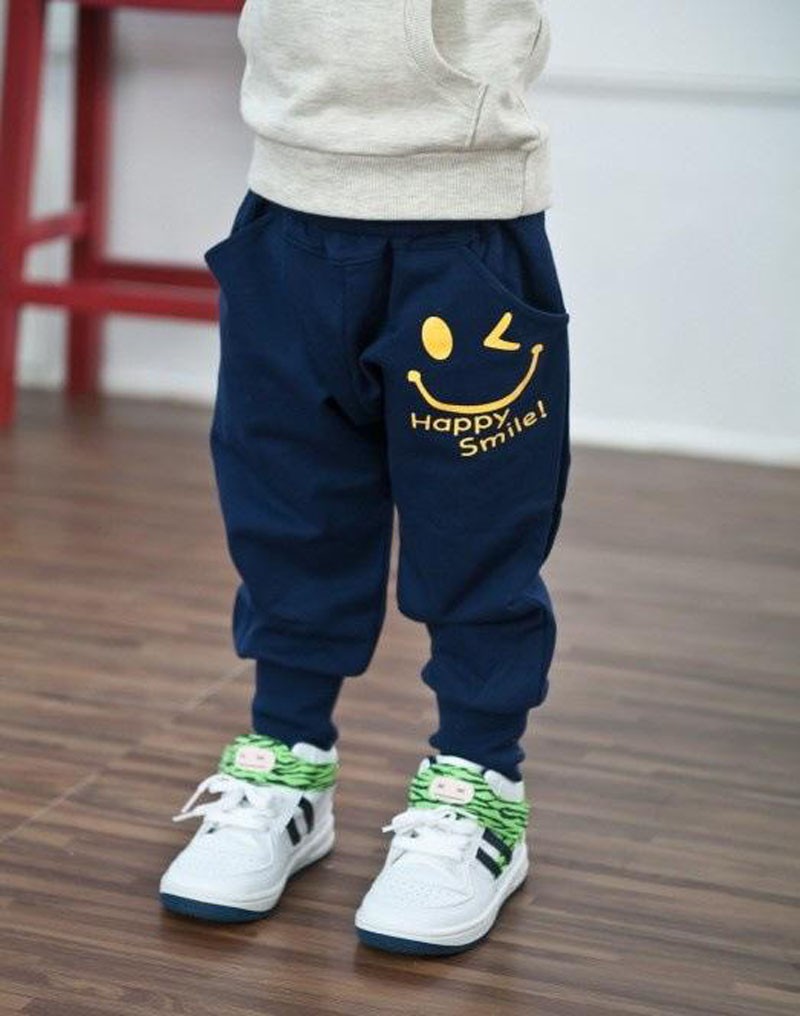 Blue / Gray Cotton Sports Pants for Boys