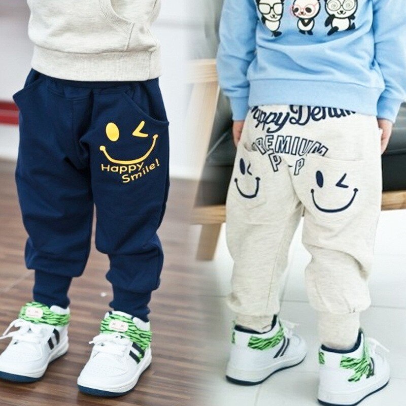 Blue / Gray Cotton Sports Pants for Boys