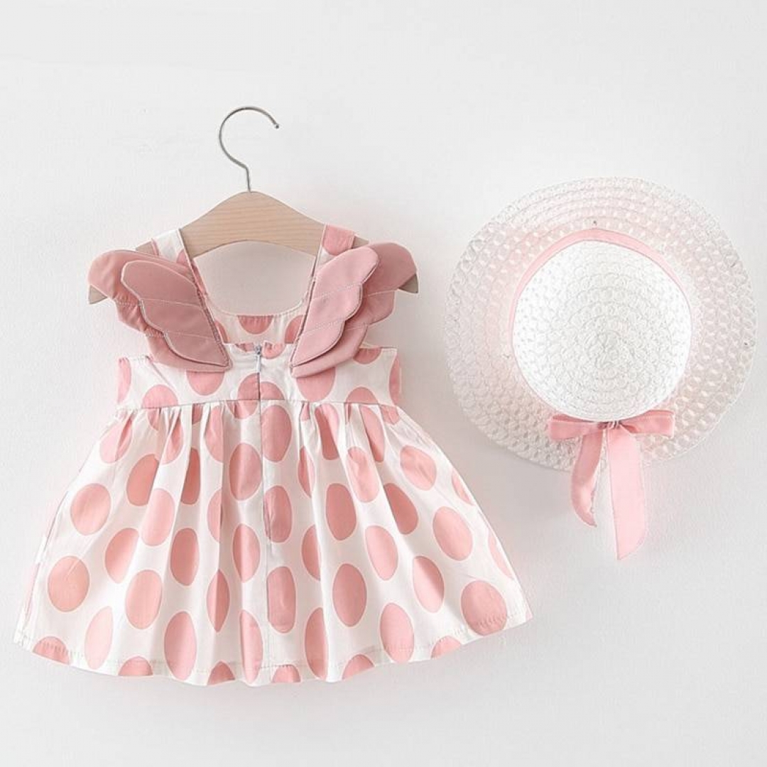 Baby Girl's Summer Patterned Dress with Hat - Kid Pipe