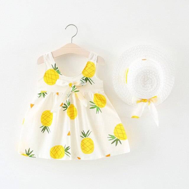 Baby Girl's Summer Patterned Dress with Hat